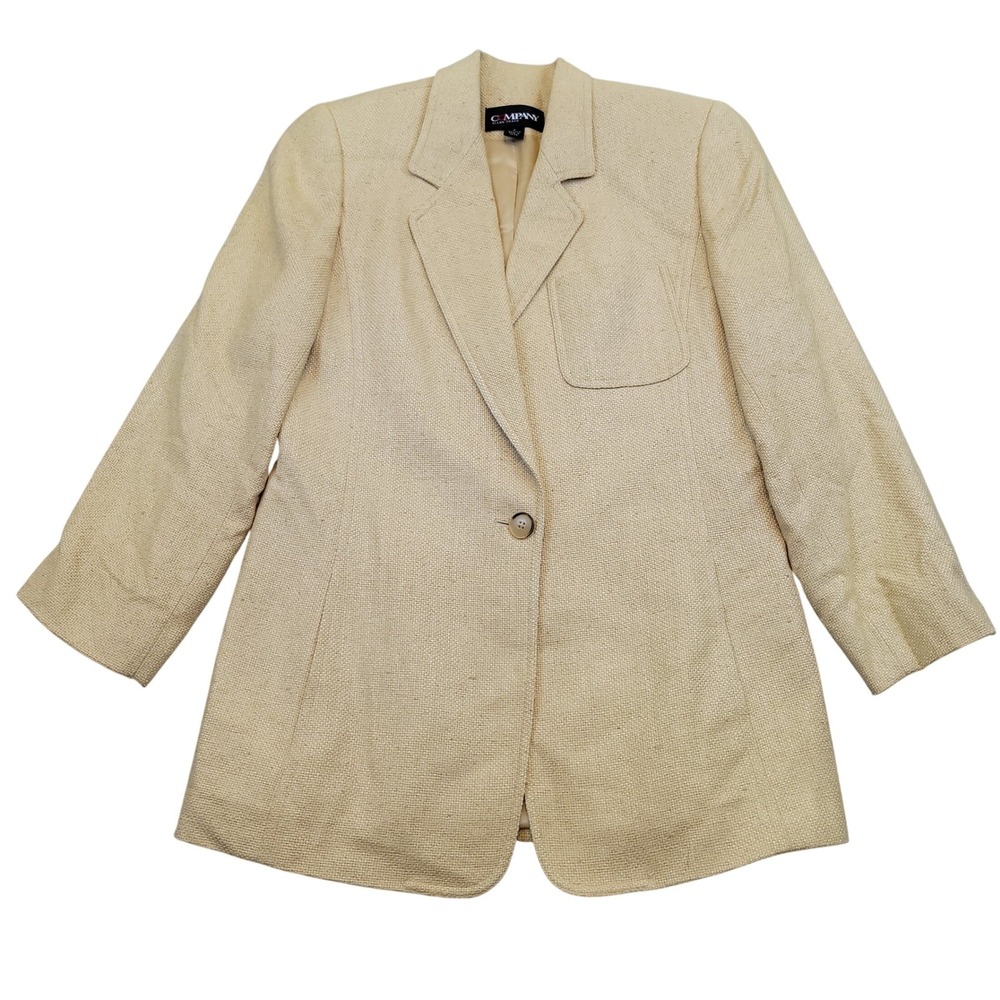 Company Ellen‎ Tracy 100% Silk Womens 4 Single Button Blazer Jacket Light Yellow